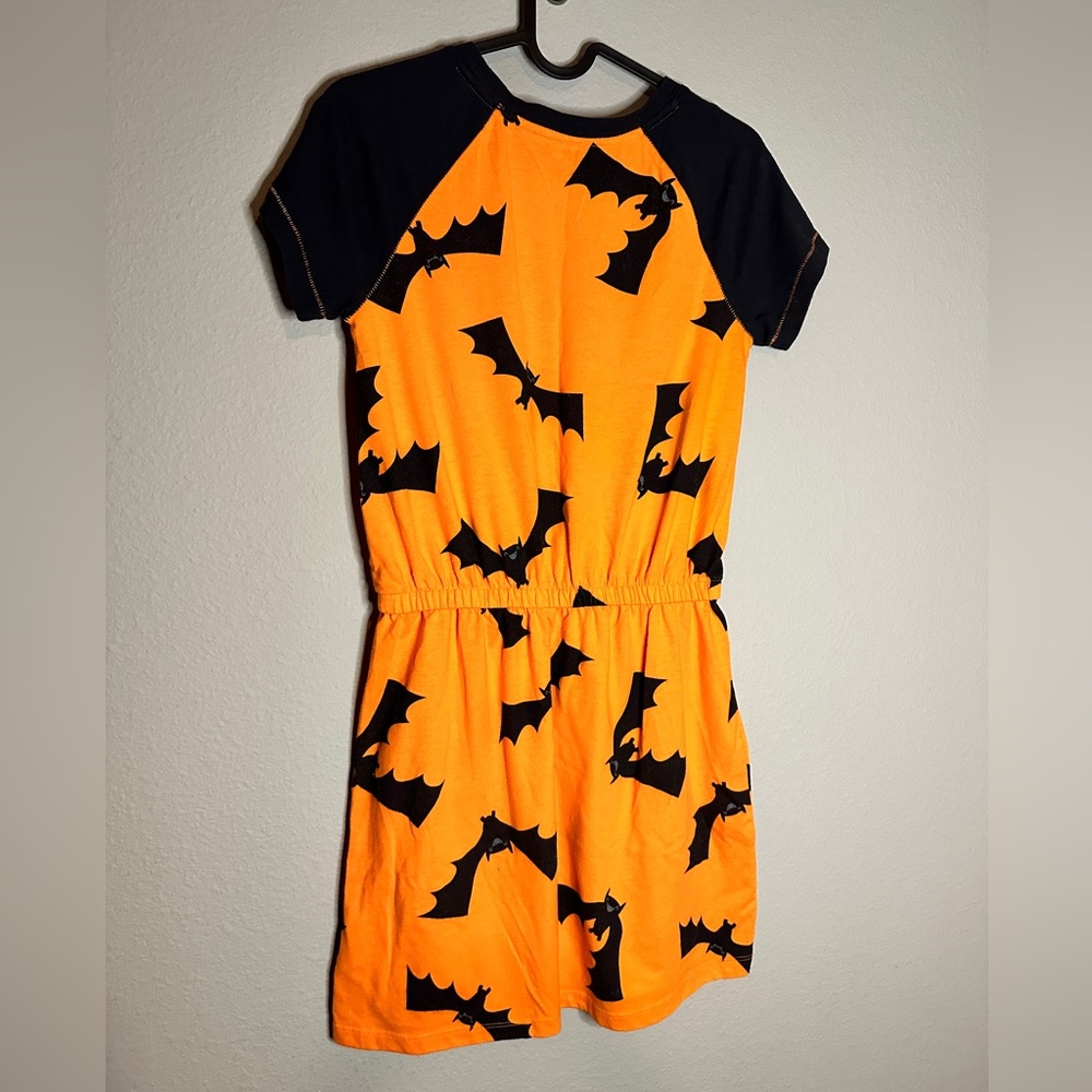 Halloween Girls Orange and Black Bat Cat & Jack dress Size 14/16